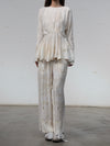 Mutedance 25 Autumn and Winter Elastic Waist Drawstring Loose Casual Pants Flower Dye MD-MD25FW77-nude